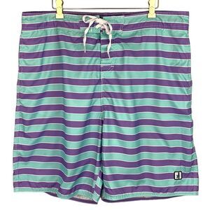 Johnnie-O men’s striped purple and aqua swim trunks size XXL